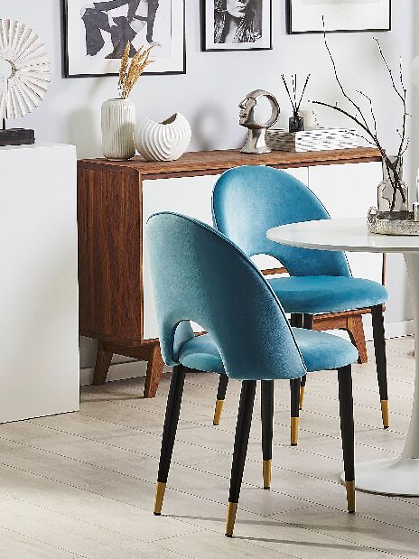 Set 2 buc. scaune pentru sufragerie MAGI (stofă) (albastru)