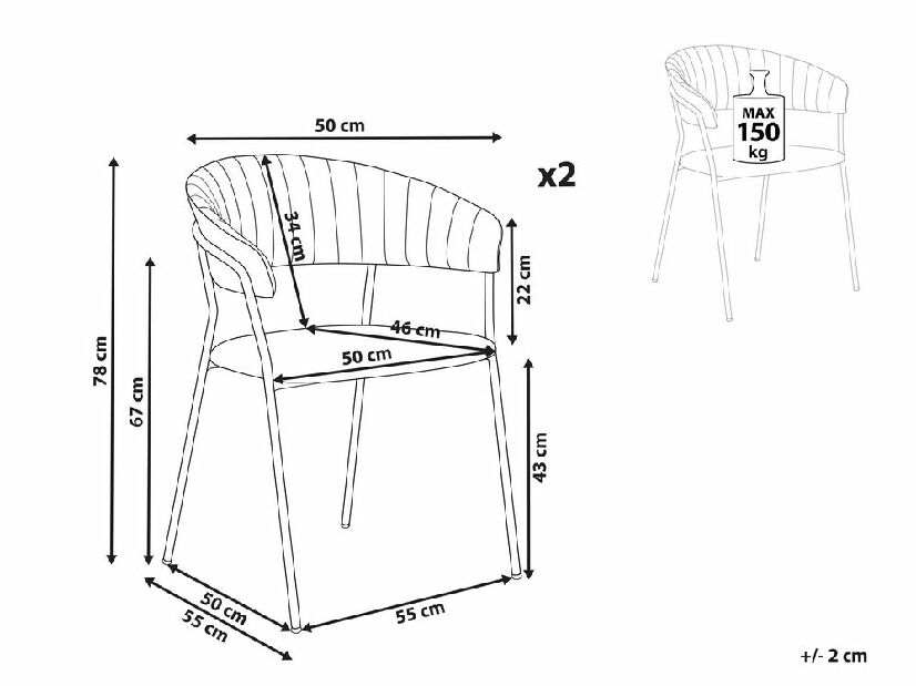 Set 2 buc scaune de sufragerie Marza (gri)