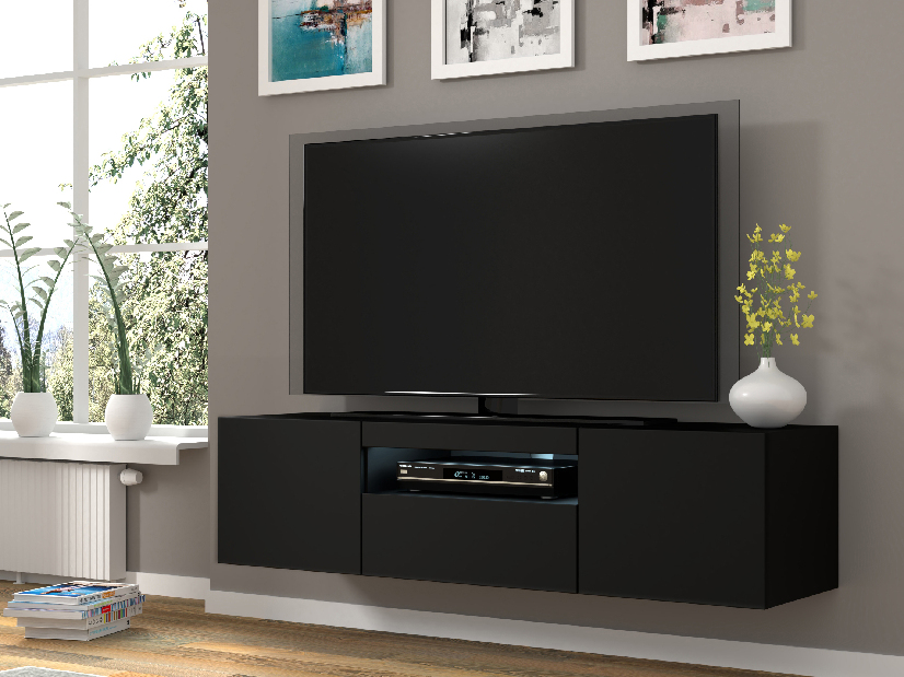 Masă TV/Dulap Aurora (negru mat) (LED)