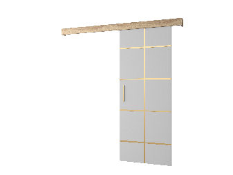 Uși culisante 90 cm Sharlene III (alb mat + stejar sonoma + auriu)