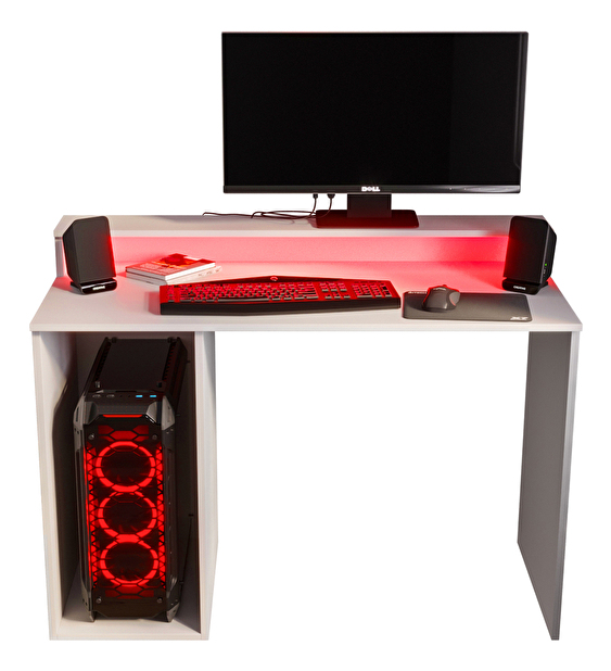 Masă PC pentru gaming Garrick 2 (biely) (cu iluminat LED RGB)