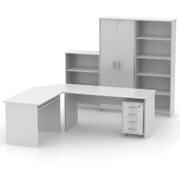 Masă de birou (cu două părți) Hansa 2 NEW 08 (alb)