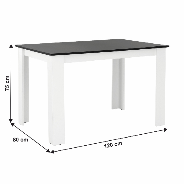 Masă de sufragerie Plat (dreptunghi) (pentru 4 persoane) (alb + negru)
