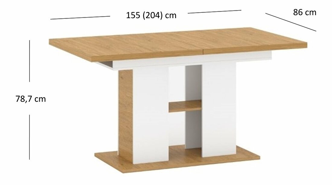 Masă de sufragerie extensibilă (pentru 6 8 persoane) Mebel Bos Andre (alb mat)