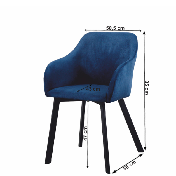 Scaun sufragerie (2 buc.) Talira (albastru + negru) *vânzare stoc