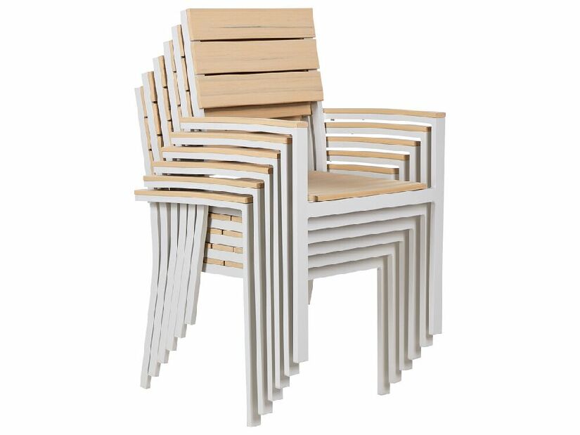Set 6 buc scaune de grădină Combo (lemn deschis)