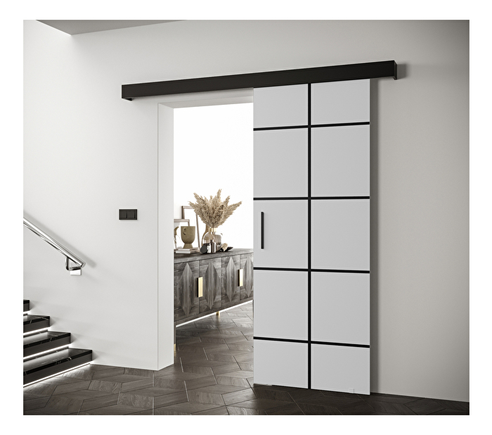 Uși culisante 90 cm Sharlene III (alb mat + negru mat + negru)
