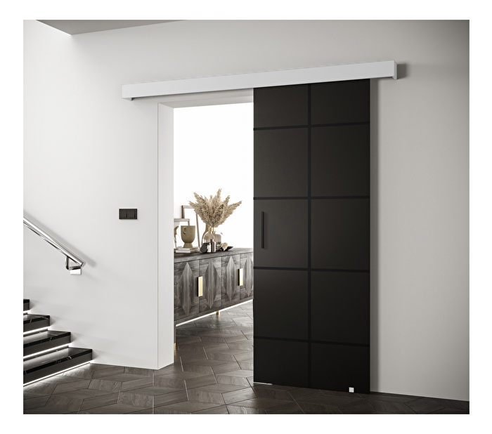 Uși culisante 90 cm Sharlene III (negru mat + alb mat + negru)
