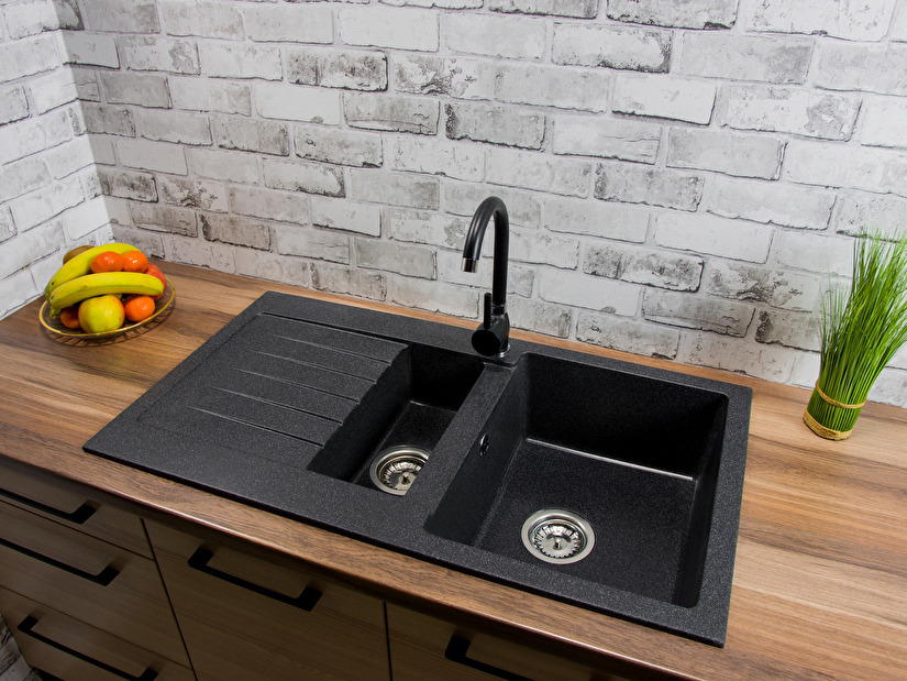 Chiuvetă de bucătărie Altava (negru + textură) (fără orificiu pentru robinet) (S)