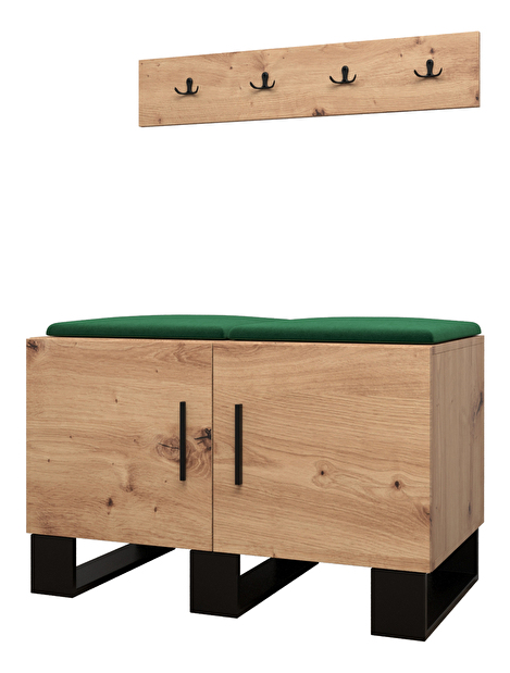 Set mobilier pentru hol Amanda 21 (Stejar artisan + verde)