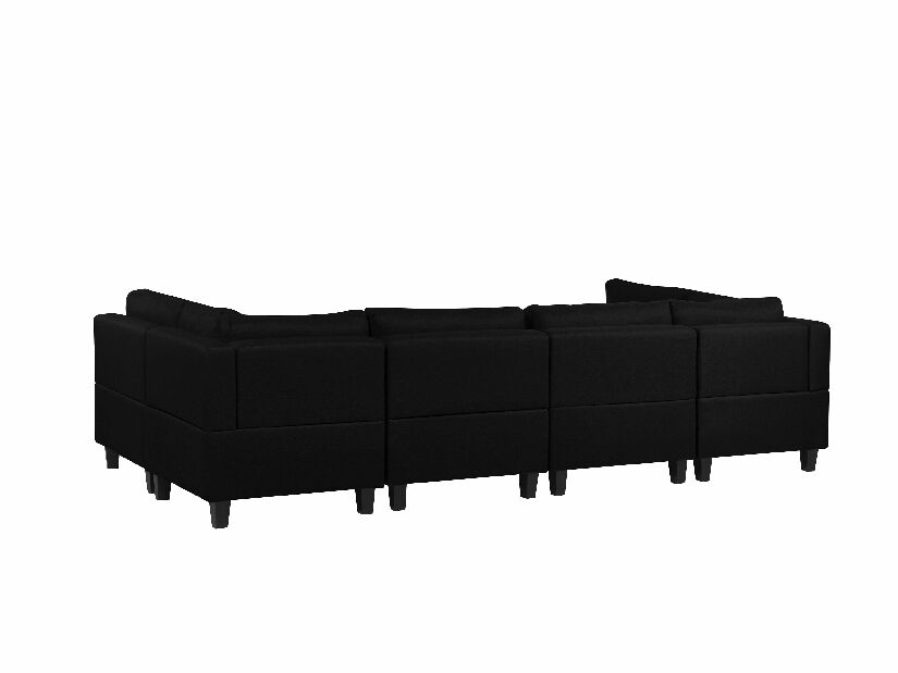 Colțar modular în formă de U FELLE (poliester) (negru) (cu taburete) (pentru 6 persoane) 