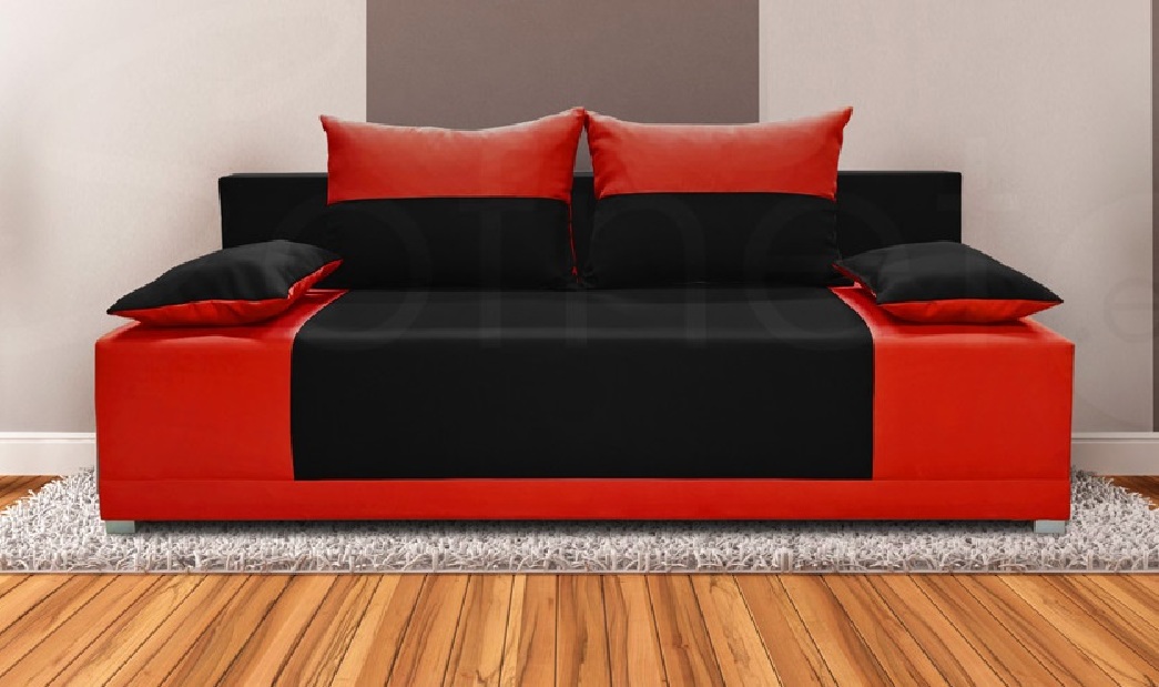 Canapea trei locuri Ibriso (negru + roșu)
