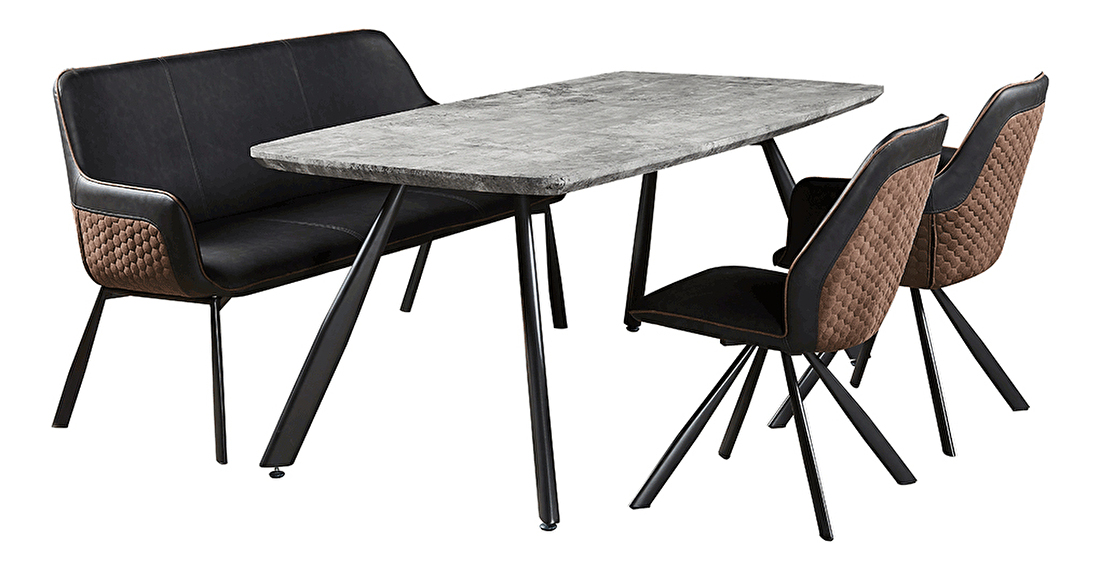 Masă de sufragerie Pasco (pentru 8 persoane) (beton + negru)