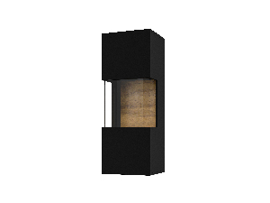 Vitrină de perete Avernic Typ 07 (onyx negru + Stejar wotan)