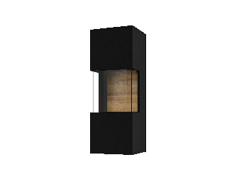 Vitrină de perete Avernic Typ 07 (onyx negru + Stejar wotan)