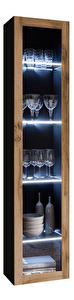 Vitrină 180 sticlă Zylia (Negru + Stejar wotan) (Iluminat LED alb)