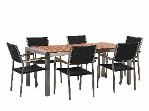 Set de masă pentru grădină GROSSO (eucalipt) (negru) (pentru 6 persoane)