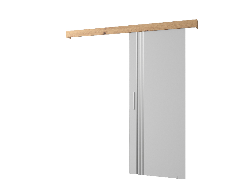 Uși culisante 90 cm Sharlene VI (alb mat + stejar artisan + argintiu)