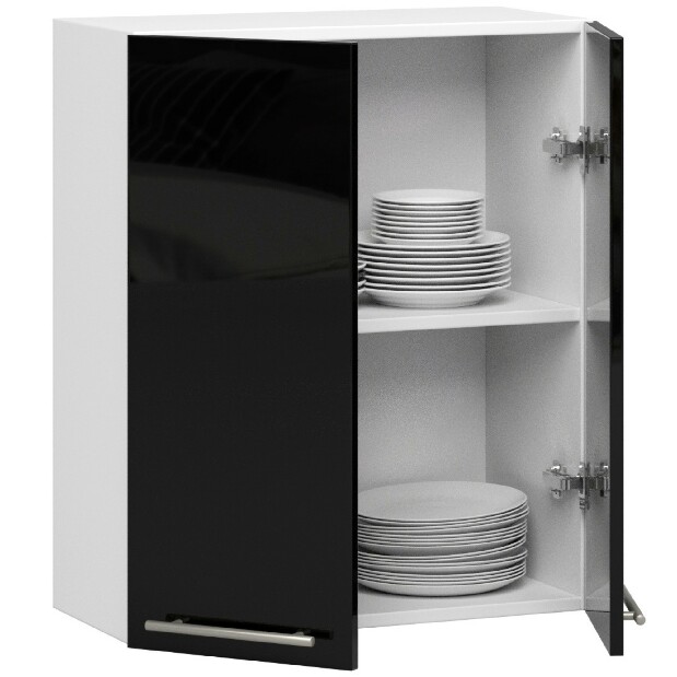Dulap superior de bucătărie Ozara W60 H720 (alb + negru lucios)
