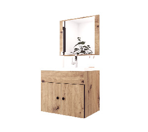 Dulap de baie sub chiuvetă Carman (Stejar artisan) (cu oglindfă)