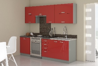 Bucătărie Roslyn 240 cm (gri + Roșu)