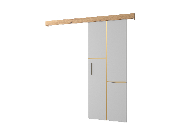 Uși culisante 90 cm Sharlene VII (alb mat + stejar artisan + auriu)