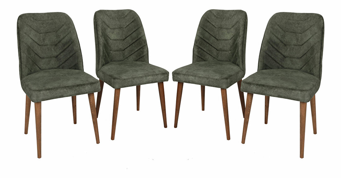 Set 4 scaune Dafne (Nuc + Verde închis)