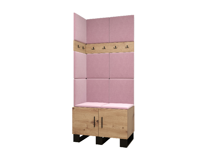 Set mobilier pentru hol Amanda 11 (Stejar artisan + roz)