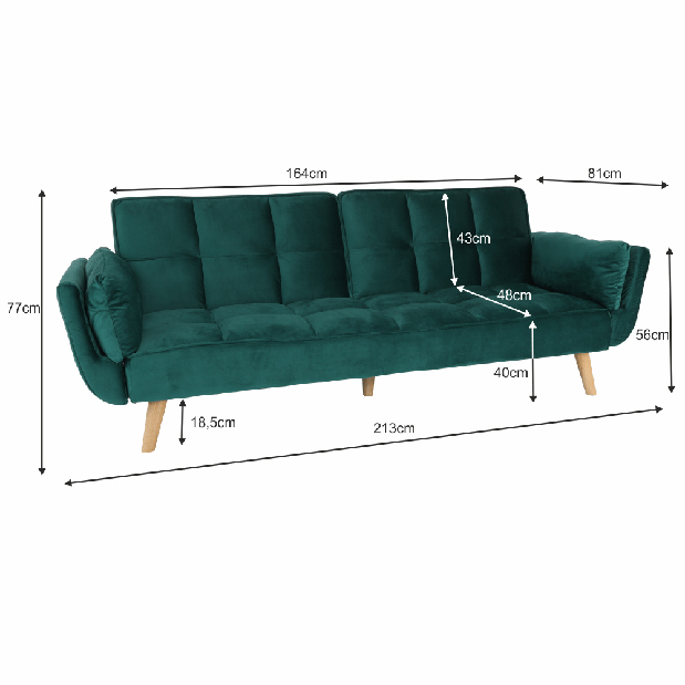 Canapea extensibilă Karzen (verde)