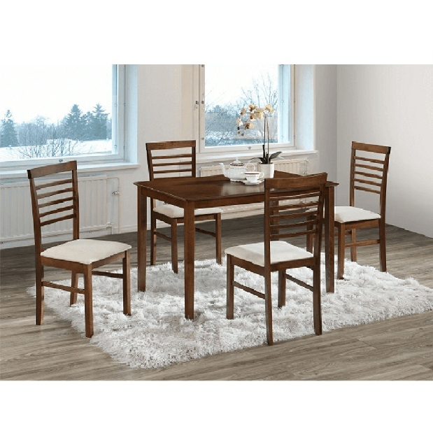 Set masă scaune pentru sufragerie Medo 1+4 (nuc + bej) (pentru 4 persoane)