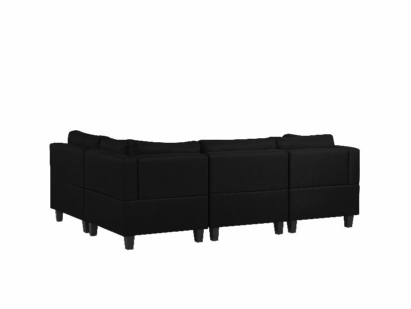 Canapea modulară FELLE (poliester) (negru) (cu taburete) (pentru 4 persoane) 