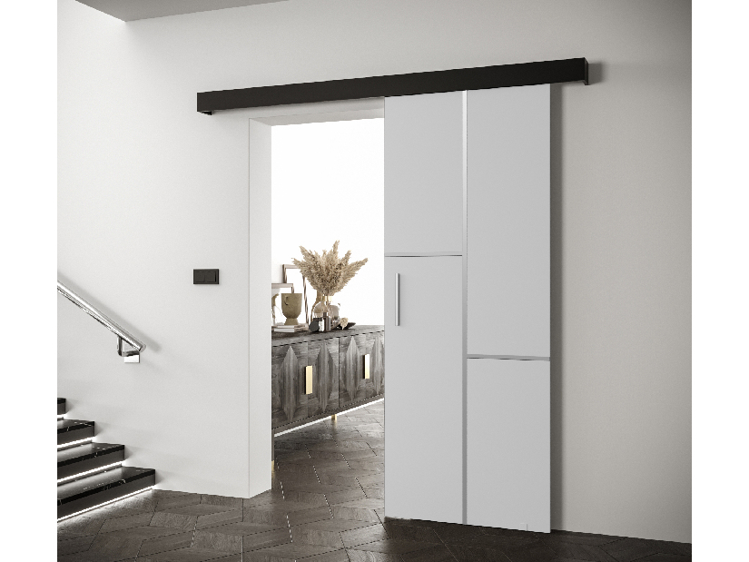Uși culisante 90 cm Sharlene VII (alb mat + negru mat + argintiu)