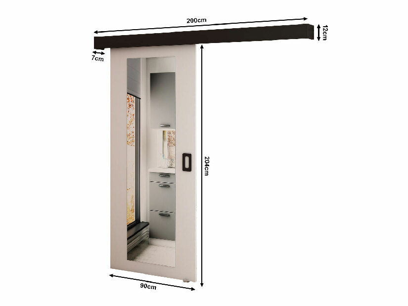 Uși culisante 90 cm Bethany II (alb mat + negru mat)