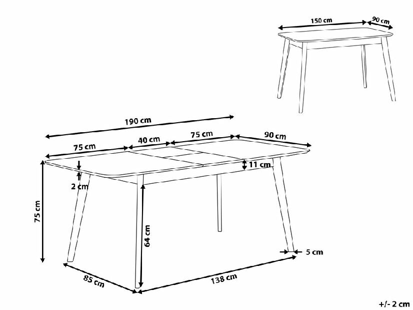 Masă de sufragerie Medo (pentru 6 până la 8 persoane) (lemn închis)
