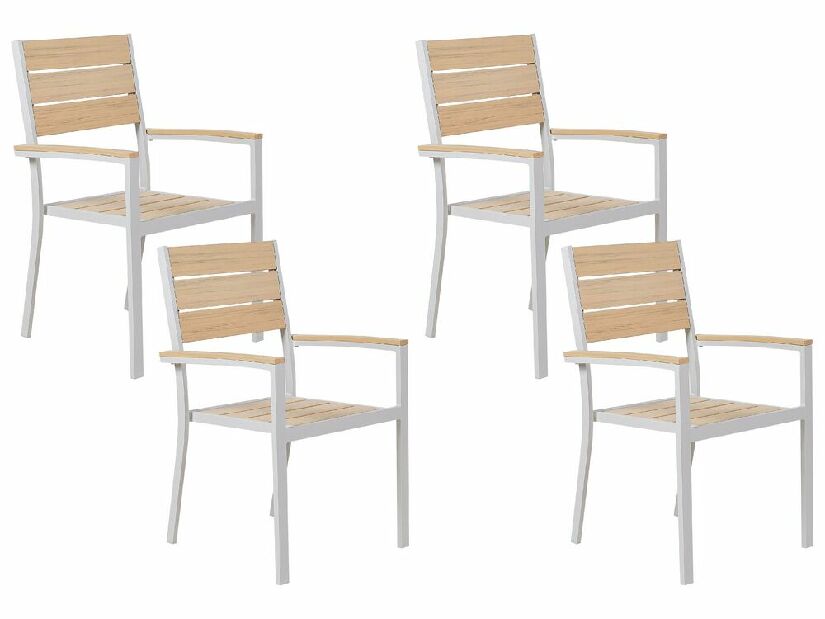 Set de 4 scaune de grădină Praza (lemn deschis)