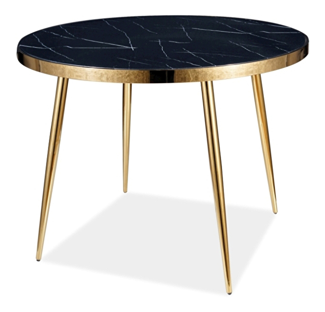 Masă de sufragerie Carleen (negru + auriu) (pentru 4 persoane)
