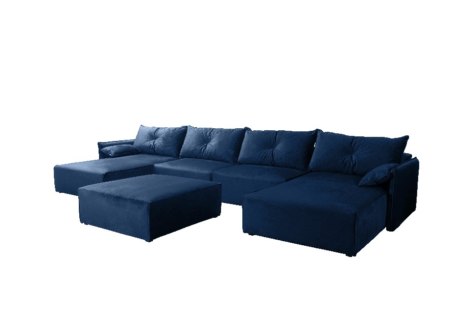 Set canapea fotoliu Leonaro Puf U (albastru închis)