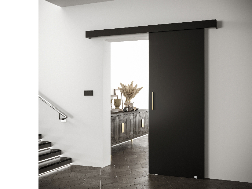 Uși culisante 90 cm Sharlene I (negru mat + negru mat + auriu)