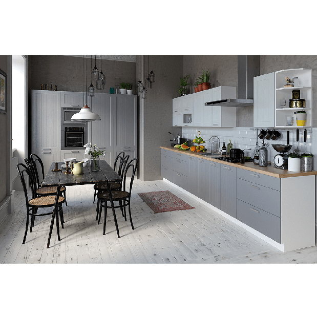 Dulap superior de bucătărie, de colț Janne Typ 10 (gri închis + alb)