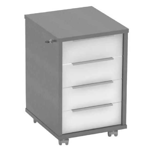 Dulap cu roți/ Container de birou cu lacăt Hamila NEW TYP 30 (grafit + alb)