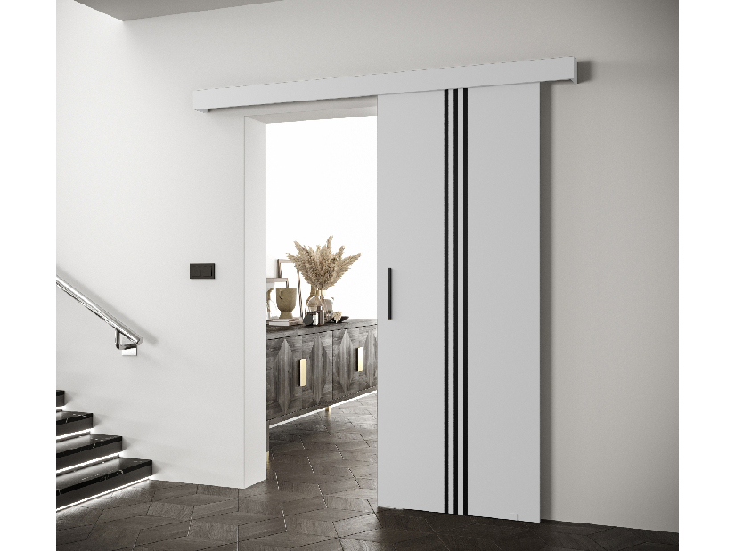 Uși culisante 90 cm Sharlene V (alb mat + alb mat + negru)