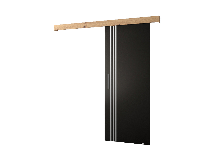 Uși culisante 90 cm Sharlene VI (negru mat + stejar artisan + argintiu)