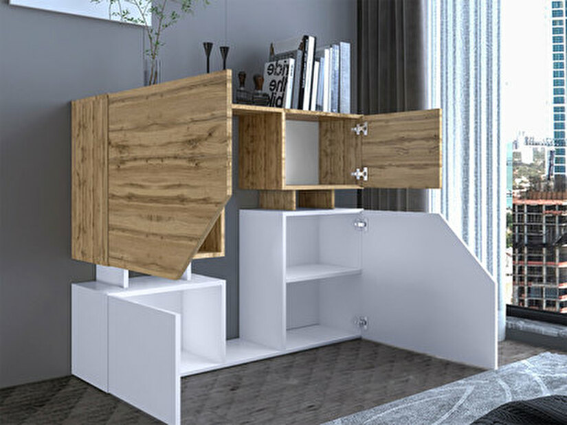 Set mobilier pentru living Mirjan Belsia (antracit + stejar wotan)