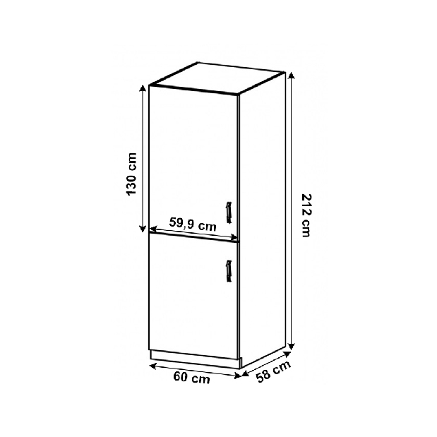 Dulap inferior de bucătărie pentru frigider încorporat D60ZL Sillina (Nuc milano)