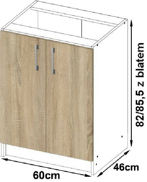 Dulap inferior de bucătărie Lula s60 (Alb mat + stejar sonoma)