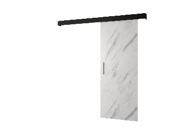 Uși culisante 90 cm Sharlene I (marmură alb + negru mat + argintiu)