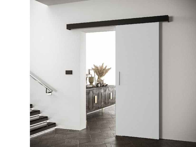 Uși culisante 90 cm Sharlene I (alb mat + negru mat + argintiu)