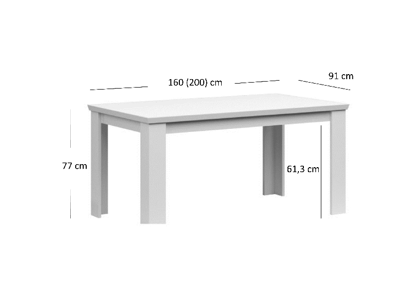 Masă de sufragerie extensibilă (pentru 6 8 persoane) Mebel Bos Alethia (alb)