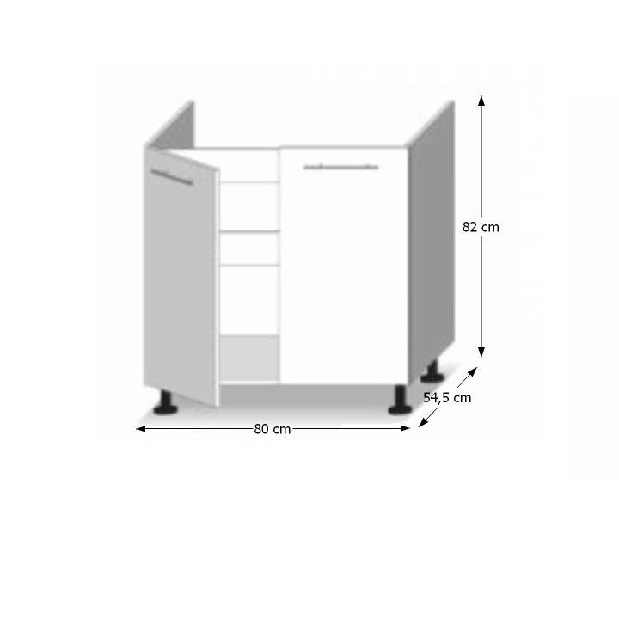 Dulap inferior de bucătărie D80 ZL Lilouse (alb + stejar sonoma) *vânzare stoc