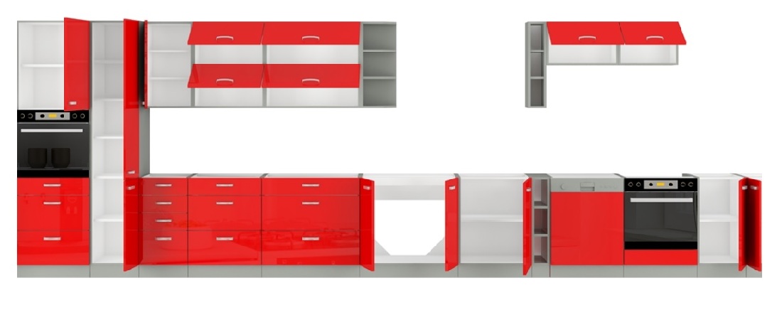 Dulap pentru frigider încorporat Roslyn 60 LO 210 2F (roșu + gri)